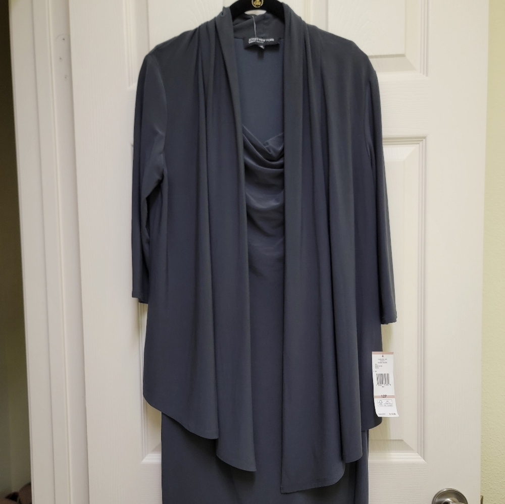Jones New York cowl-neck dress w attached jacket